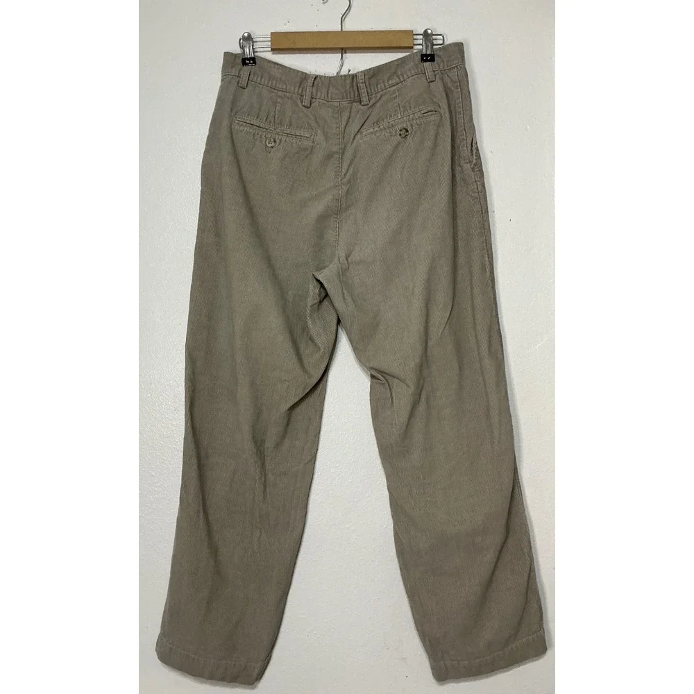 Savile‎ Row Men Corduroy Pants Beige Straight Fit Front Size 34W 30L